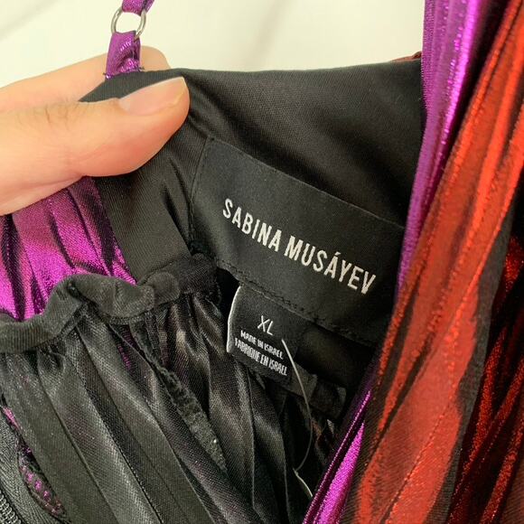 Sabina Musayev Women's Red Purple Kaia Two-Tone Foil Maxi Dress XL - Picture 15 of 16